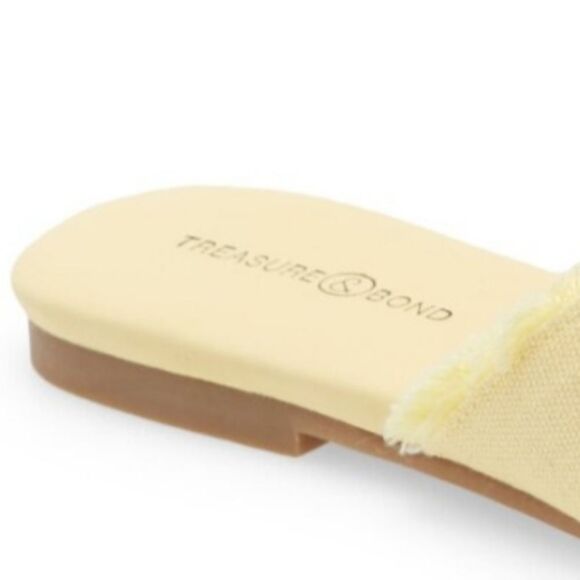 New TREASURE & BOND Jana Slide Sandal light yellow knot flip flop flat size 8.5 - Picture 3 of 5